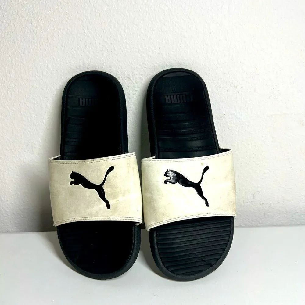 PUMA Cool Cat Sports Slippers White/Black Men’s Size 10